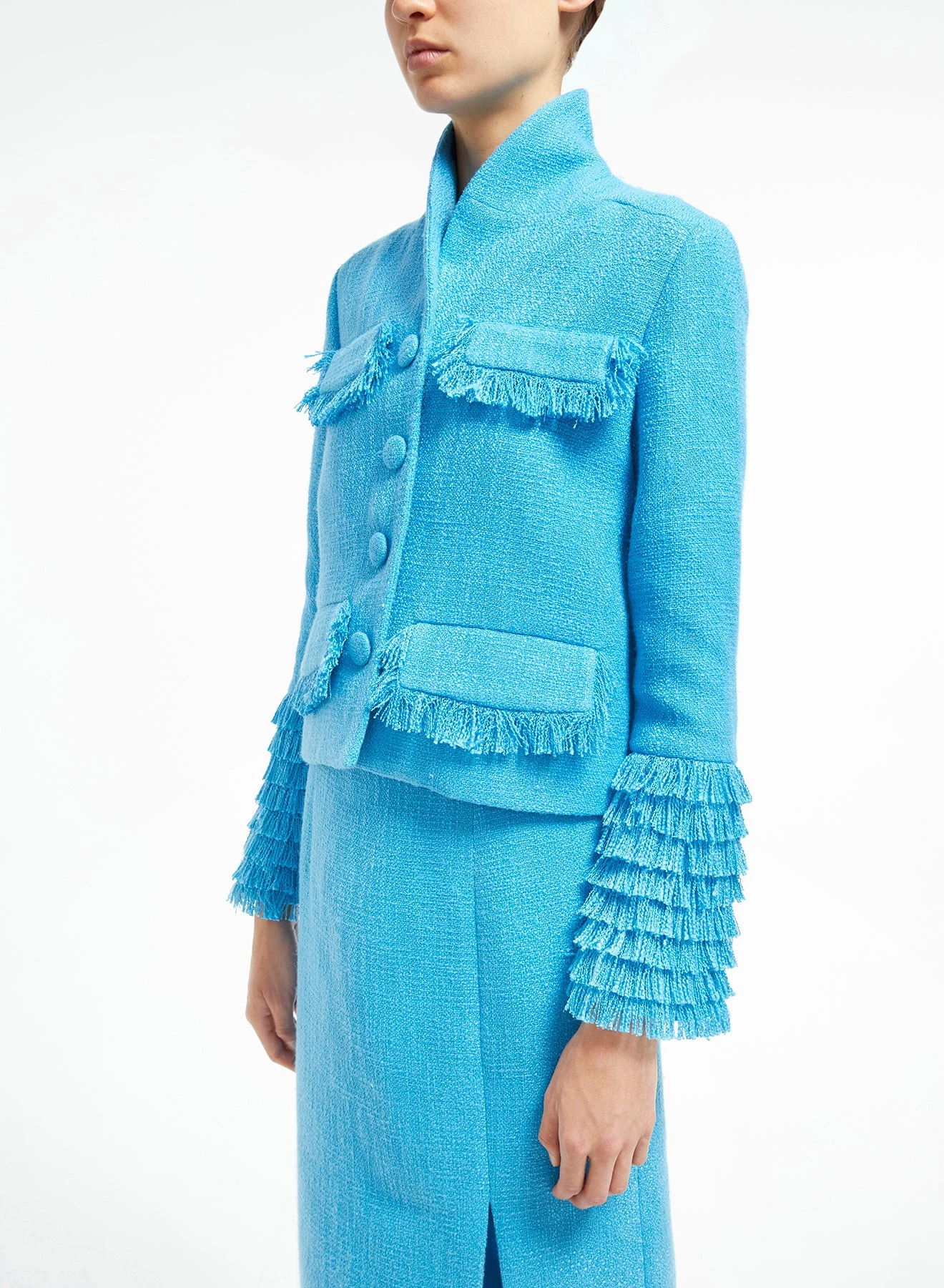 Huishan Zhang HARRIET JACKET AQUA TWEED JACKETS AND COATS 5 Huishan Zhang HARRIET JACKET AQUA TWEED JACKETS AND COATS