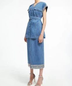 Huishan Zhang ARAMINTA JACKET BLUE DENIM 7 Huishan Zhang ARAMINTA JACKET BLUE DENIM