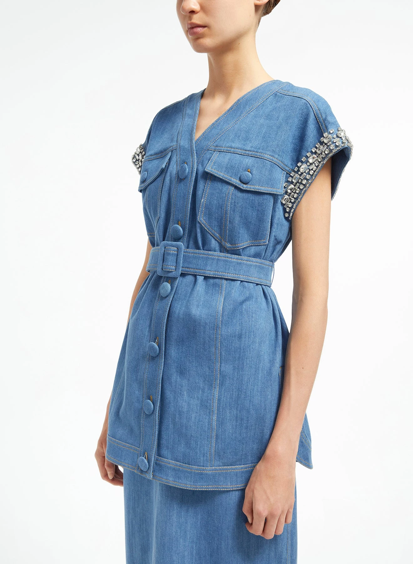 Huishan Zhang ARAMINTA JACKET BLUE DENIM 5 Huishan Zhang ARAMINTA JACKET BLUE DENIM