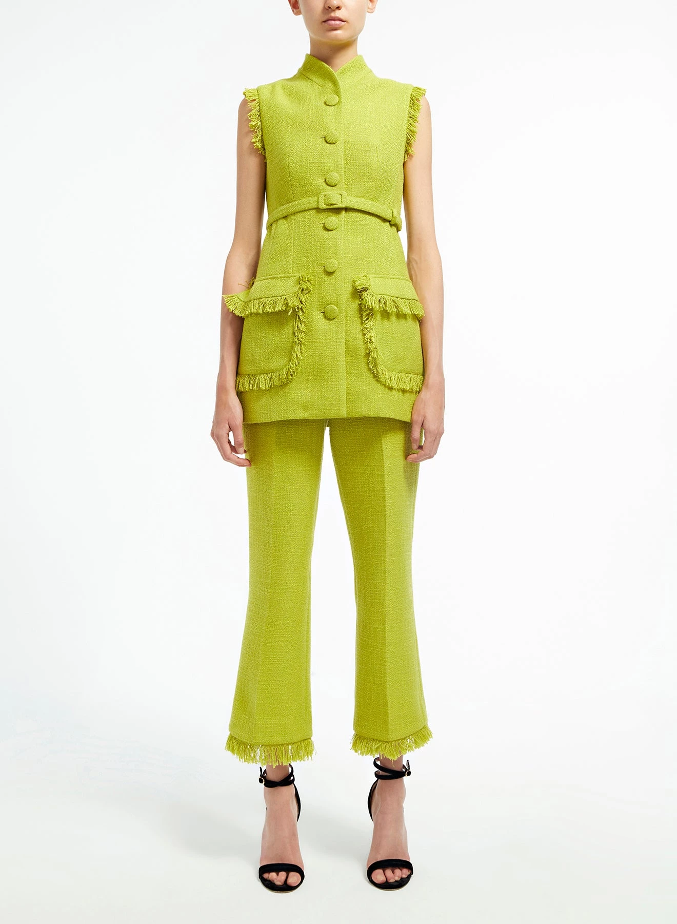 Huishan Zhang BEVERLY TROUSERS LIME TWEED SKIRTS AND TROUSERS 2 Huishan Zhang BEVERLY TROUSERS LIME TWEED SKIRTS AND TROUSERS