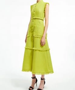 Huishan Zhang DRESSES FELICITY DRESS LIME GREEN TWEED