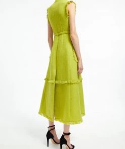 Huishan Zhang DRESSES FELICITY DRESS LIME GREEN TWEED