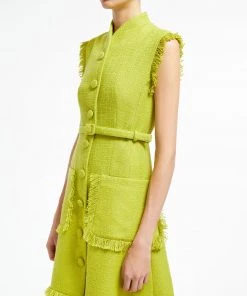 Huishan Zhang DRESSES FELICITY DRESS LIME GREEN TWEED
