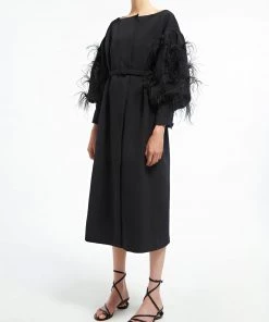 Huishan Zhang JACKETS AND COATS MIRANDA COAT BLACK CREPE