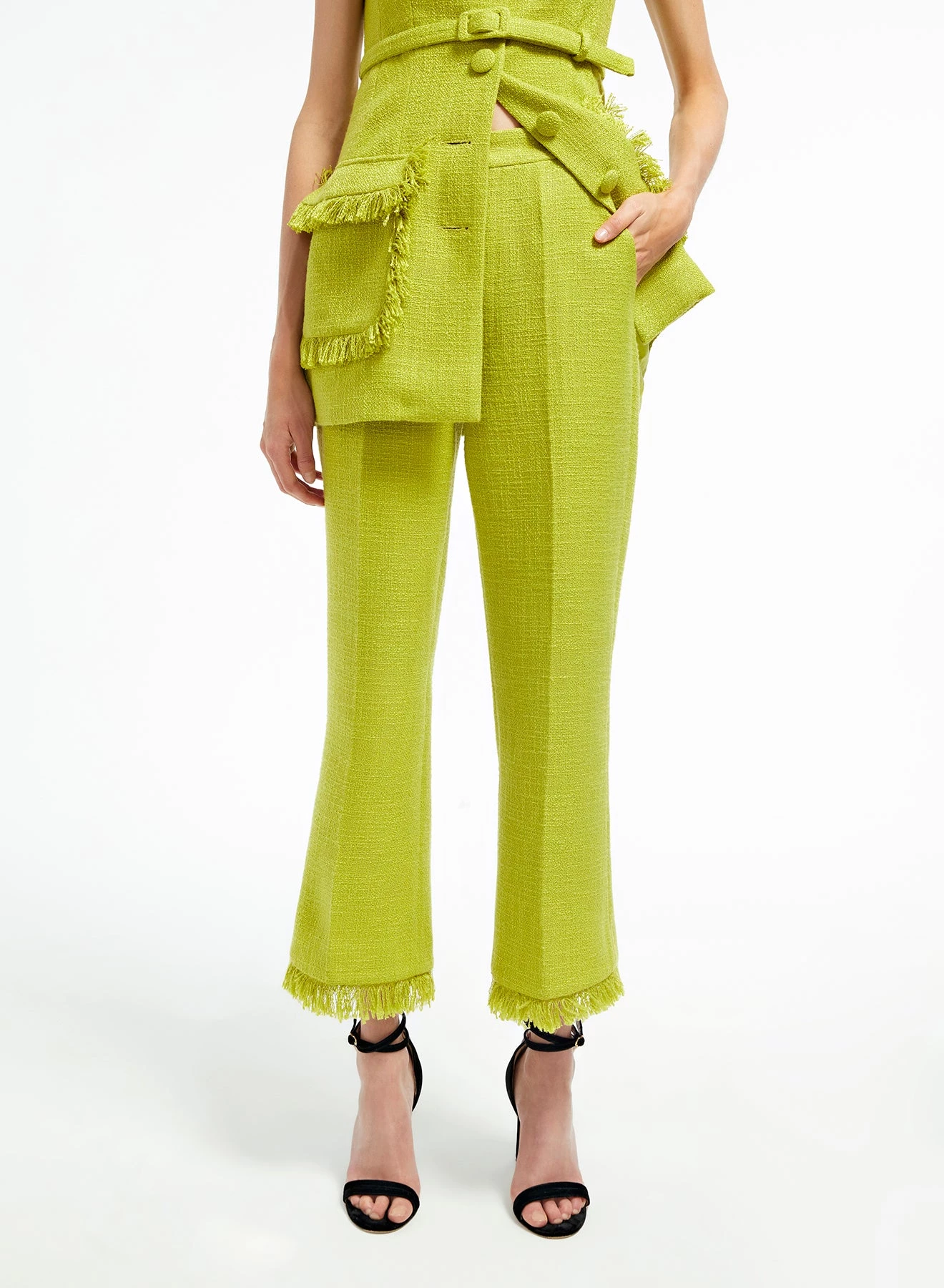 Huishan Zhang BEVERLY TROUSERS LIME TWEED SKIRTS AND TROUSERS 5 Huishan Zhang BEVERLY TROUSERS LIME TWEED SKIRTS AND TROUSERS