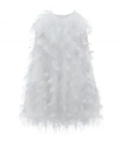 HuishanZhang JACKETS AND COATS DAHLIA CAPE WHITE OSTRICH FEATHERS