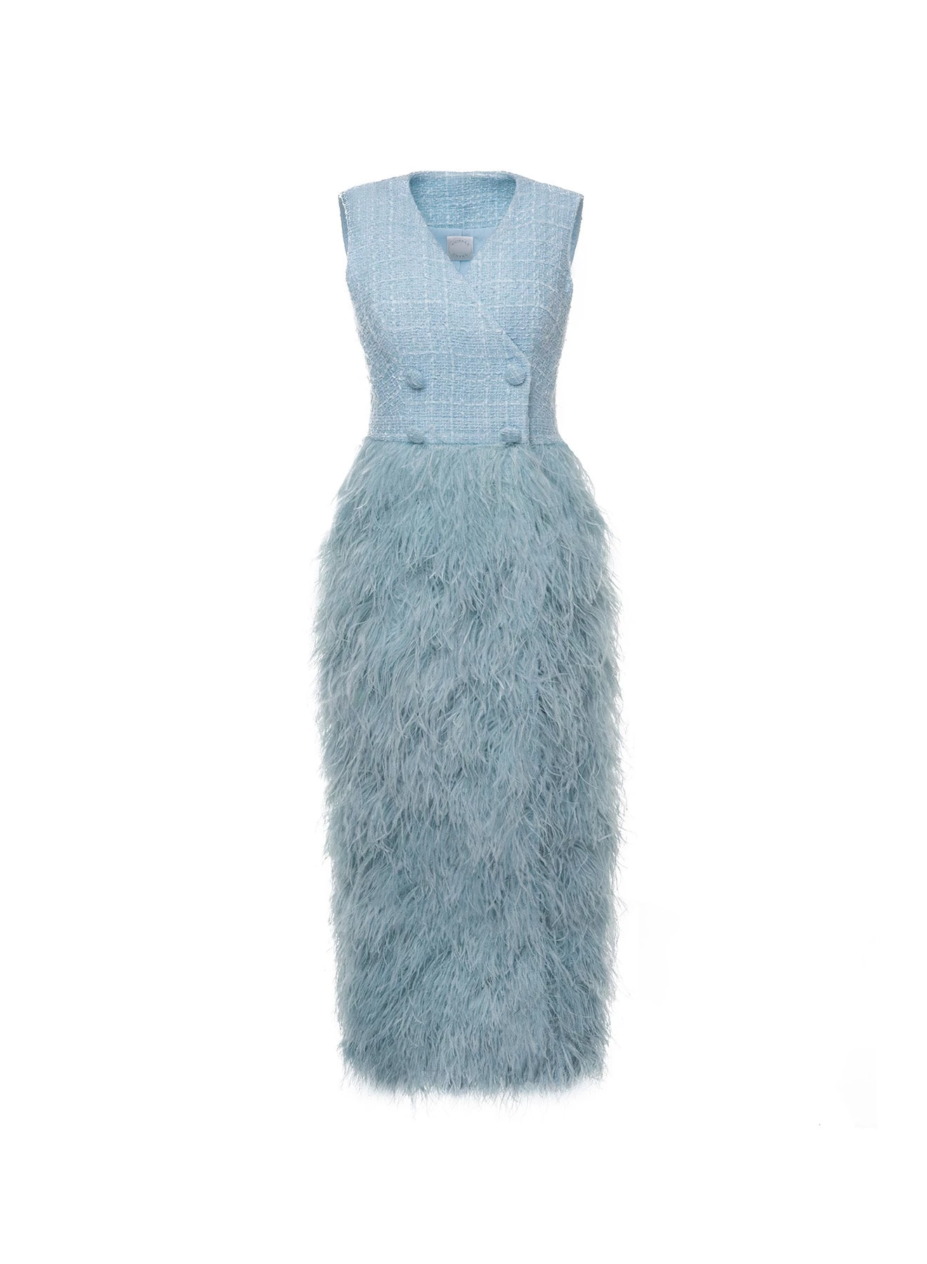 Huishan Zhang ZELDA DRESS BLUE TWEED 1 Huishan Zhang ZELDA DRESS BLUE TWEED