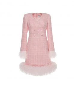 Huishan Zhang NEW SEASON VITA DRESS PINK TWEED