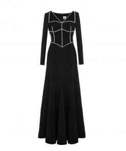 Huishan Zhang VERENA GOWN BLACK CREPE NEW SEASON