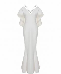 Huishan Zhang *PRE ORDER* BELVA GOWN WHITE CREPE