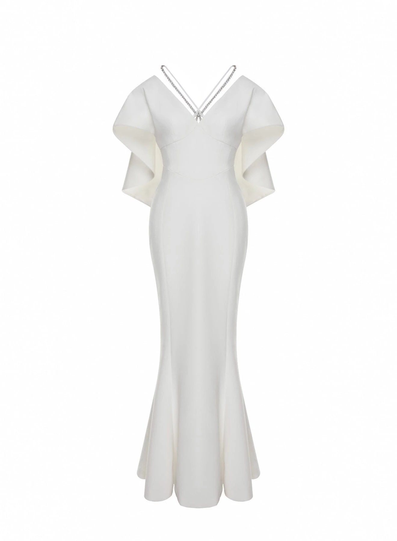 Huishan Zhang *PRE ORDER* BELVA GOWN WHITE CREPE 1 Huishan Zhang *PRE ORDER* BELVA GOWN WHITE CREPE