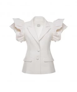 Huishan Zhang *PRE ORDER* ROSITA JACKET WHITE CREPE