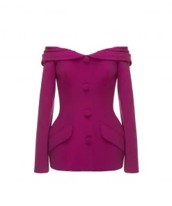 Huishan Zhang *PRE ORDER* GABRIELLA JACKET MAGENTA CREPE