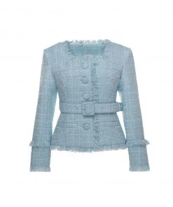 Huishan Zhang LEILA JACKET BLUE TWEED