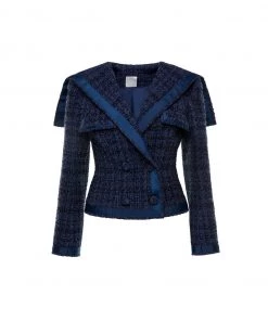 Huishan Zhang MILENA JACKET NAVY TWEED