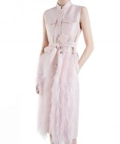 HuishanZhang DRESSES WYATT GILET PINK LUREX TWEED
