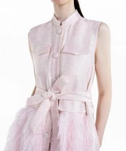 HuishanZhang DRESSES WYATT GILET PINK LUREX TWEED