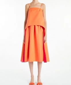 Huishan Zhang *ONLINE EXCLUSIVE* FLORIE DRESS ORANGE/FUCHSIA COTTON ONLINE EXCLUSIVES