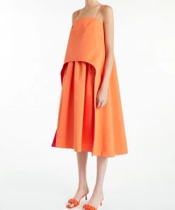 Huishan Zhang *ONLINE EXCLUSIVE* FLORIE DRESS ORANGE/FUCHSIA COTTON ONLINE EXCLUSIVES