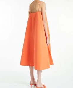 Huishan Zhang *ONLINE EXCLUSIVE* FLORIE DRESS ORANGE/FUCHSIA COTTON ONLINE EXCLUSIVES