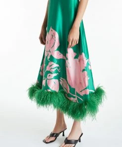 Huishan Zhang ISABEL DRESS GREEN/PINK PRINTED SATIN DRESSES 10 Huishan Zhang ISABEL DRESS GREEN/PINK PRINTED SATIN DRESSES