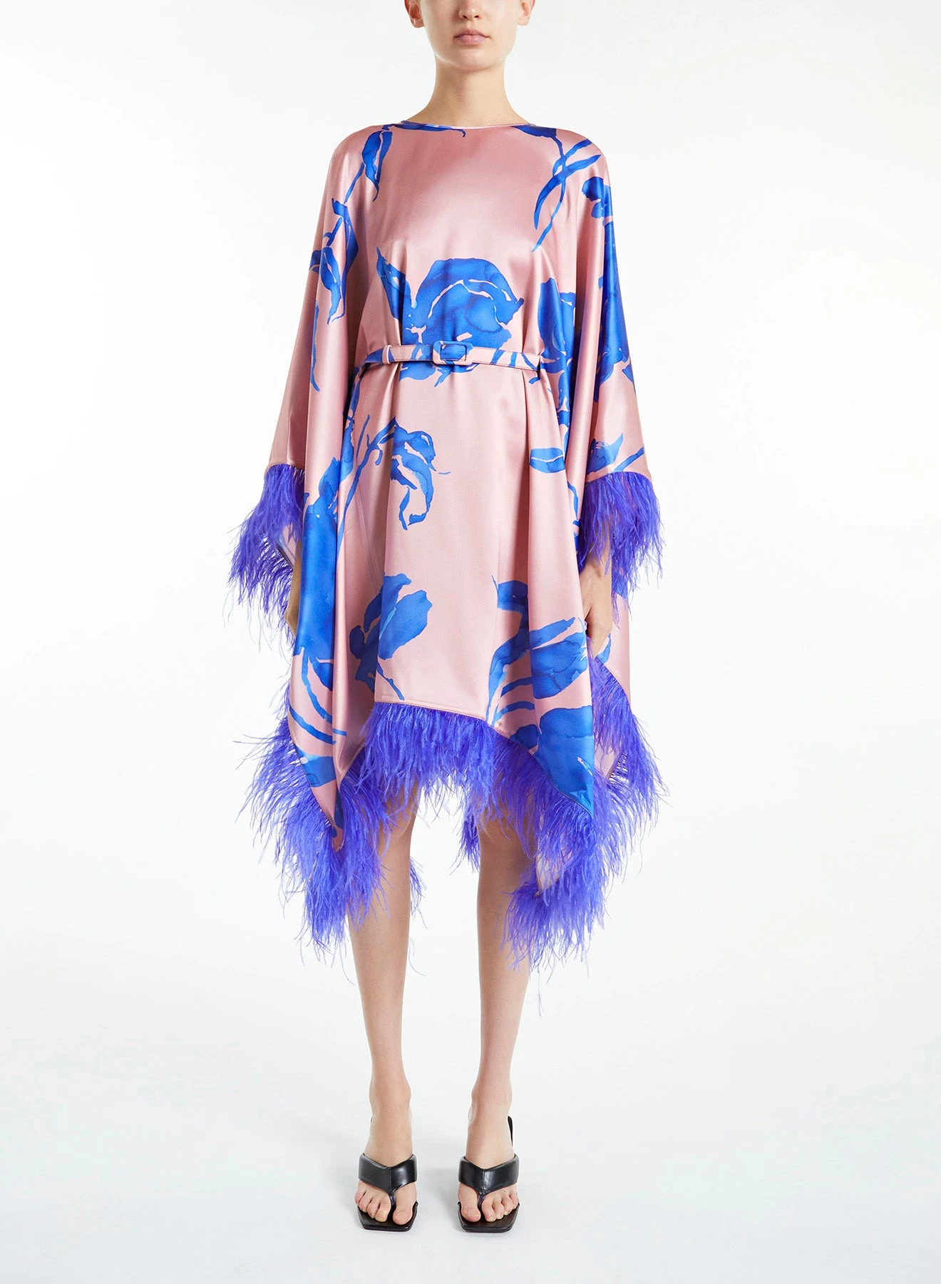 Huishan Zhang GEMMA DRESS BLUE/PINK PRINTED SATIN 2 Huishan Zhang GEMMA DRESS BLUE/PINK PRINTED SATIN