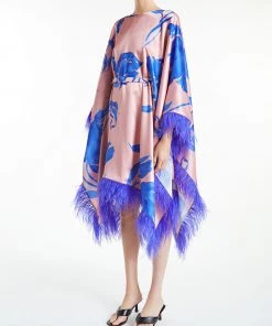 Huishan Zhang GEMMA DRESS BLUE/PINK PRINTED SATIN 7 Huishan Zhang GEMMA DRESS BLUE/PINK PRINTED SATIN