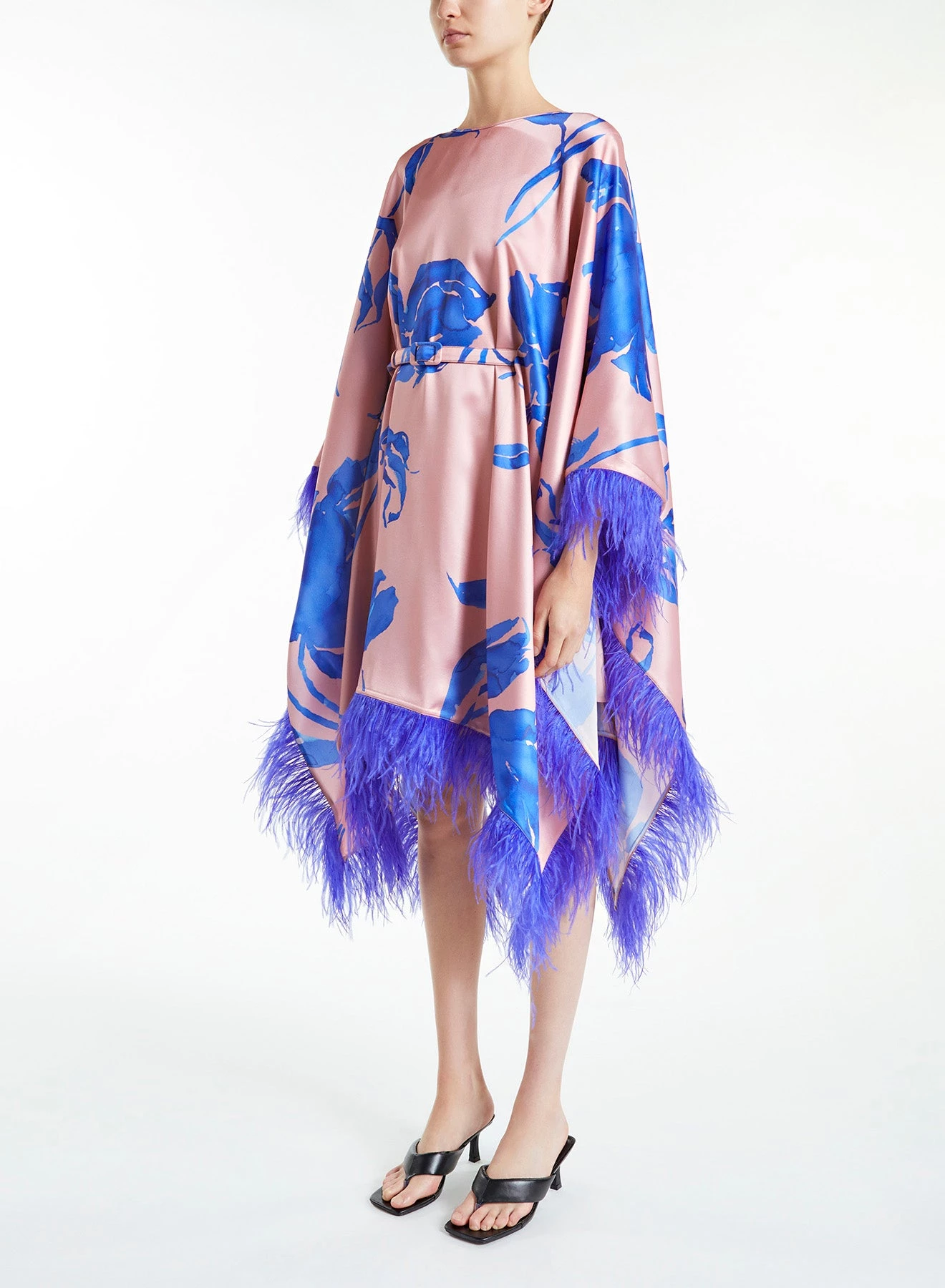 Huishan Zhang GEMMA DRESS BLUE/PINK PRINTED SATIN 3 Huishan Zhang GEMMA DRESS BLUE/PINK PRINTED SATIN