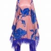 Huishan Zhang GEMMA DRESS BLUE/PINK PRINTED SATIN