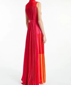 Huishan Zhang MARIANNE GOWN ORANGE/RED/FUCHSIA CREPE DE CHINE DRESSES
