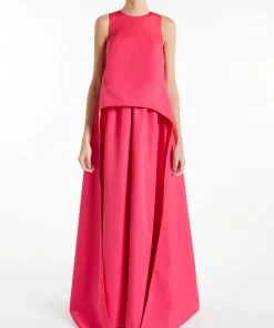 Huishan Zhang JUNI GOWN ORANGE/FUCHSIA COTTON DRESSES