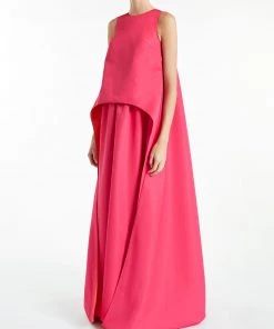 Huishan Zhang JUNI GOWN ORANGE/FUCHSIA COTTON DRESSES