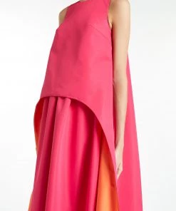Huishan Zhang JUNI GOWN ORANGE/FUCHSIA COTTON DRESSES