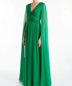 Huishan Zhang DRESSES THEODORA GOWN EMERALD GREEN VOILE
