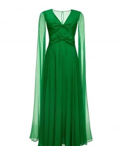 Huishan Zhang DRESSES THEODORA GOWN EMERALD GREEN VOILE