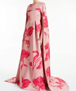 Huishan Zhang DREW GOWN PINK/FUCHSIA PRINTED DUCHESSE 8 Huishan Zhang DREW GOWN PINK/FUCHSIA PRINTED DUCHESSE