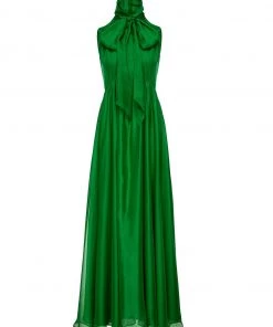 Huishan Zhang *ONLINE EXCLUSIVE* IMARA GOWN EMERALD GREEN VOILE