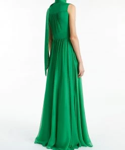 Huishan Zhang *ONLINE EXCLUSIVE* IMARA GOWN EMERALD GREEN VOILE