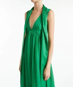 Huishan Zhang *ONLINE EXCLUSIVE* IMARA GOWN EMERALD GREEN VOILE