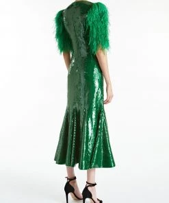 Huishan Zhang ONLINE EXCLUSIVES *ONLINE EXCLUSIVE* MIMI DRESS EMERALD SEQUINS
