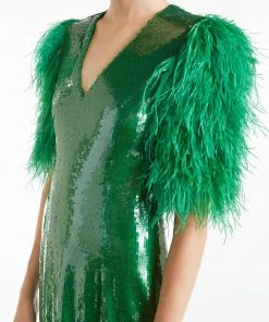 Huishan Zhang ONLINE EXCLUSIVES *ONLINE EXCLUSIVE* MIMI DRESS EMERALD SEQUINS