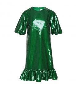 Huishan Zhang *ONLINE EXCLUSIVE* MIKA DRESS EMERALD GREEN SEQUINS ONLINE EXCLUSIVES