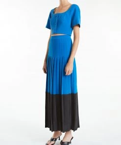 Huishan Zhang *ONLINE EXCLUSIVE* ROBIN SKIRT BLUE/BLACK CREPE DE CHINE ONLINE EXCLUSIVES