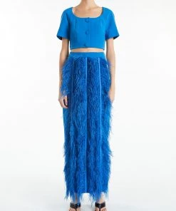 Huishan Zhang CASSIE TOP ELECTRIC BLUE CREPE TOPS