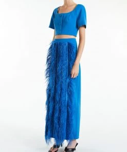 Huishan Zhang CASSIE TOP ELECTRIC BLUE CREPE TOPS