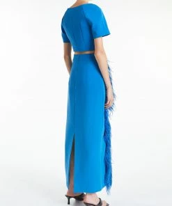 Huishan Zhang CASSIE TOP ELECTRIC BLUE CREPE TOPS