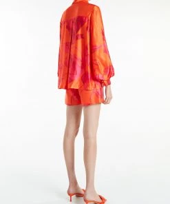 Huishan Zhang JAMIE SHIRT ORANGE/FUCHSIA SATIN TOPS