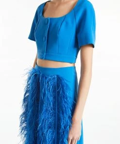 Huishan Zhang CASSIE TOP ELECTRIC BLUE CREPE TOPS