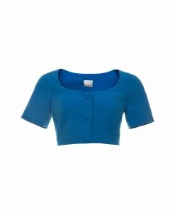 Huishan Zhang CASSIE TOP ELECTRIC BLUE CREPE TOPS