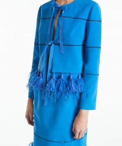 Huishan Zhang *ONLINE EXCLUSIVE* SANDY JACKET ELECTRIC BLUE CREPE ONLINE EXCLUSIVES